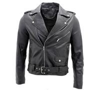 Men's Black Retro Brando Casual Biker Jacket 100% Nappa Leather