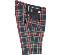 Mens Black Stewart Tartan Scottish Check Trousers Red Tartan Golf Slim Fit Sta Press Retro Pants (UK, Numeric, 34, Regular, Regular, Black Stewart Tartan)