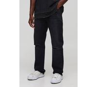 Mens Black Straight Leg Ripped Knee With Let Down Hem, Black 32R