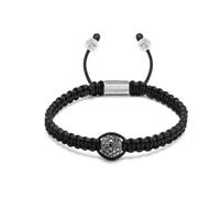 Men's Black String Bracelet with Black Diamond Bead, male, Nialaya, Bracelets, Gray, M, Accessories M