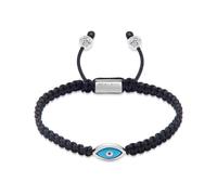 Men's Black String Bracelet with Silver Evil Eye, male, Nialaya, Bracelets, Gray, 2XL, Accessories 2XL