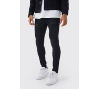 Mens Black Super Skinny Jeans With All Over Rips, Black 34