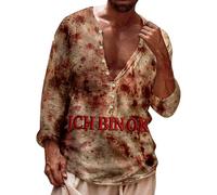 Mens Black T Shirt,Men'S Casual T Shirts Halloween Themed Bloody Letter Button Down Tee For Everyday Wear