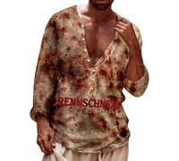 Mens Black T Shirt,Men'S Casual T Shirts Halloween Themed Bloody Letter Button Down Tee For Everyday Wear