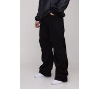Mens Black Tall Baggy Ruched Detail Jeans, Black 32