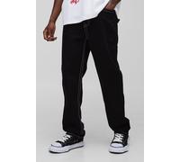 Mens Black Tall Chunky Contrast Stitch Straight Leg Jeans, Black 30