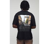 Mens Black Tall Oversized Man Paris Vintage Car Print T-Shirt, Black 2XL
