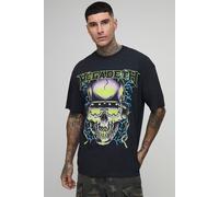 Mens Black Tall Oversized Megadeath License Print Washed T-Shirt, Black L