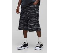 Mens Black Tall Parachute Crinkle Washed Denim Shorts, Black 30