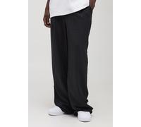 Mens Black Tall Pleat Front Wide Leg Pinstripe Trousers, Black S