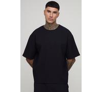 Mens Black Tall Pleated Oversized Boxy T-Shirt, Black L