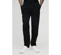 Mens Black Tall Pleated Tapered Trousers, Black 2XL