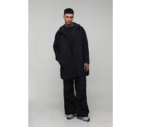 Mens Black Tall Quilted Popper Side Oversized Festival Mac, Black M