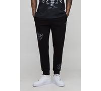 Mens Black Tall Regular Fit Cherub Worldwide Print Jogger, Black M