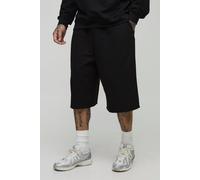 Mens Black Tall Regular Fit Lightweight Loopback Basic Jersey Longline Shorts, Black S