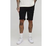 Mens Black Tall Skinny Stretch Denim Shorts, Black 40