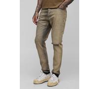 Mens Black Tall Slim Fit Subtle Ripped Tinted Jeans With Let Down Hem, Black 40