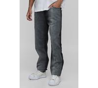 Mens Black Tall Slim Stacked Washed Distressed Cross Jeans, Black 36