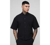 Mens Black Tall Technical Stretch Short Sleeve Boxy Oversized Shirt, Black S