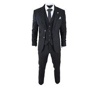 AK Collection Herringbone Tweed 3 Piece Suit TruClothing Black 48R