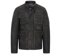 Men's Black Vintage Lamb Leather Safari Parka Jacket Coat