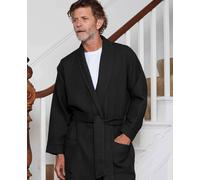 Men's Black Waffle Dressing Gown - Size: Large - Savile Row Company