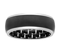 Men's Black Wedding Band 8mm Stainless Steel Ring with Carbon Fiber Interior Modern & Sophisticated for Him, metal, no gemstone