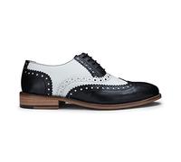 Mens Black White Gatsby Oxford Leather Classic Formal Laced Vintage Brogue Shoes
