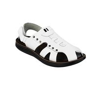 Mens Black White Leather Strap Sandals Gladiator Summer Beach Walking Mules Shoes[SANDAL-2202,43,White]