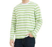 Mens Black White Striped Long Sleeve Crewneck Basic T-Shirt | Regular Fit,Standard Length,Unisex Striped Cotton Spandex Tee,Anti-PillingFade-Resistant,Multicolor Casual Pullover
