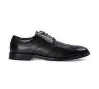 Men's Black Wingtip Brogue Derby Shoe Burnished Leather Lace-Up Dress Shoes - Black 8