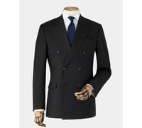 Men's Black Wool Blend Double Breasted Suit Jacket - Size: 46" x Regular - Savile Row Company