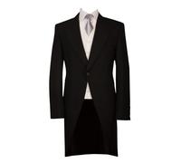 Men's Black Wool Herringbone Tailcoat Morning Jacket Royal Ascot Wedding Tails (UK, Numeric, 48, Regular, Regular, Black)