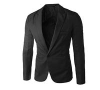 Mens Blazer Casual One Button Sport Coat Slim Fit Notched Lapel Suit Jacket(Black,X-Large)