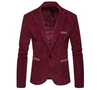 Mens Blazer Corduroy Tuxedo Jacket 2025 Casual One Button Blazers Coat Retro Formal Suit Jackets Lightweight Long Sleeves Smart Dress Shirt for Wedding Banquet Size M-3xl