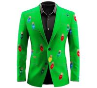 Mens Blazer Jacket-Mens Christmas Blazer Tailored Fit Business Jacket For Formal Occasions And Wear With Modern Classic Design And Comfortable Stretch Fabric (Green, S)