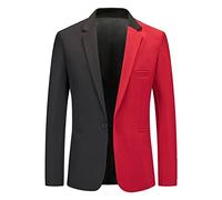 Mens Blazer, Men's Costume Two Face Slim Fit Suit Black And White Blazer One Button Suits Coat Solid Casual Jacket Tops Tuxedo Blazers Sport Coat Lightweight Business Suit Summer Suits Jacket