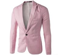 Men's Blazer Slim Fit, Single-Breasted Casual Suit Jacket Solid Colour Business Formal Smart Office Wear Fashion Tailored Coat(XXXL Pink)