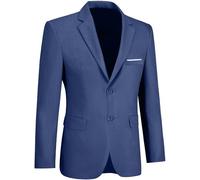 Mens Blazer Sports Coat Slim Fit 2 Button Solid Men's Casual Suit Blazer Jackets, Denim Blue, 4XL