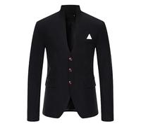 Men's Blazer Suit Jacket,Men Fashion Suit Casual Single Breasted Slim Fit Jackets Solid Stand Collar Blazers Party Wedding Banquet Prom Coat Chic Dinner Tuxedo Outerwear Black XXL