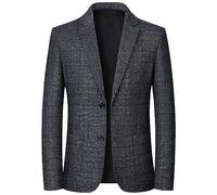 Men'S Blazer Suit Jacket,Men'S Check Suit Jacket Formal Casual Regular Fit Smart Suits 2-Button Notch Lapel Long Sleeve Blazer Jackets Men Coat Stylish Lightweight Sports Coats Jackets,Dark Gray,X