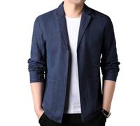 Men'S Blazers,Mens Casual Linen Suit No Buttons Jacket Big Pockets Sports Blazer Coat Stylish Navy Blue Regular Fit Blazer Suitable For Party Date Prom Smart Blazer,Xl
