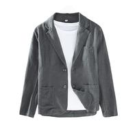 Mens Blazers, Mens Linen Blazer Sport Coat Loose Fit Two Button Lightweight Suit Jackets Leisure Business Jacket Summer Outdoor Casual Outwear Stylish Daily Suits Grey M