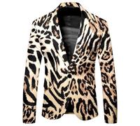 Mens Blazers Regular Fit, Men's Fashion Leopard Print Suit Jacket Business Casual Holiday Style for Wear