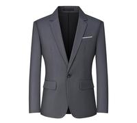 Men's Blazers Slim Fit Sport Coat One Button Lightweight Mens Suit Jacket, Grey, L