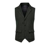Mens Blazers Smart Casual Tweed, Lapel Waistcoat Mens Men V Neck Business Vest Sleeveless Jacket Slim Fit Suit Vests Single Breasted Waistcoat For Wedding Party Button Down Formal Suit Vest