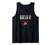 Mens Blessed are the Brave Christian Firefighter Faith Tank Top