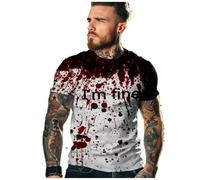 Men's Blood Stains Short Sleeve Halloween Skull Pattern T-Shirt Summer Sports T-Shirt, S4, 3XL