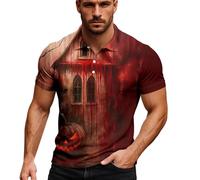 Mens Bloody Halloween Shirt Plus Size Bloody Shirt Blood Splatter Pattern Short Sleeve Crew Neck T-Shirt Classic Basic Tee Tops Horror Gifts Halloween Costumes Adults Man (4-Red, XXXXXXL)