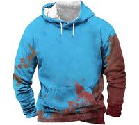 Men's Bloody Hoodies - Sweatshirts Long Sleeve Printed Blood Claps with Drawstring Pocket Pullover Bloody Problem Solved Funny Bloody Horror Blood Versatile Hoodie, Sky blue, 3XL